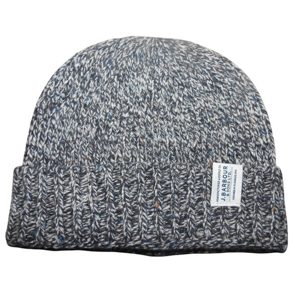Barbour International Beanie Ribbed Knit Fold-over Cuff Black - Picture 1 of 5